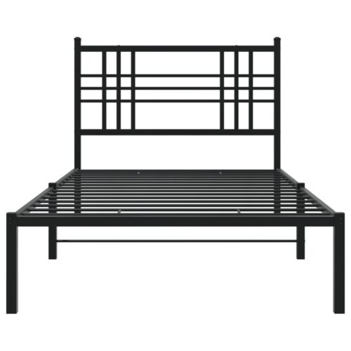 Metal Bed Frame with Headboard Black 90x190cm - Image 4