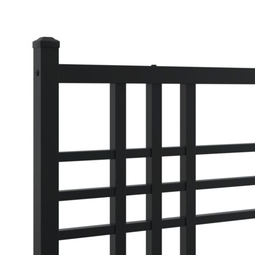Metal Bed Frame with Headboard Black 90x190cm - Image 7