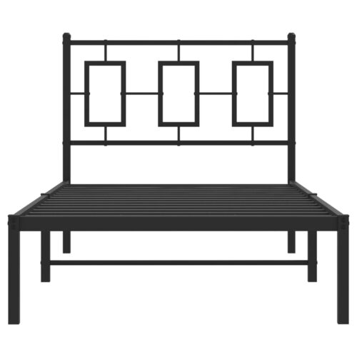 Metal Bed Frame with Headboard Black 90x190cm - Image 5