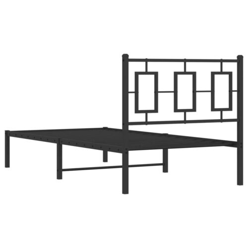 Metal Bed Frame with Headboard Black 90x190cm - Image 7