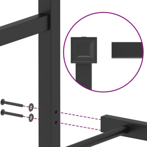Metal Bed Frame with Headboard Black 90x190cm - Image 9