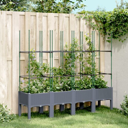 Garden Planter with Trellis Grey 160x40x142.5cm PP - Image 8