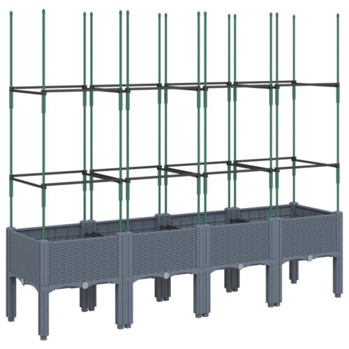 Garden Planter with Trellis Grey 160x40x142.5cm PP