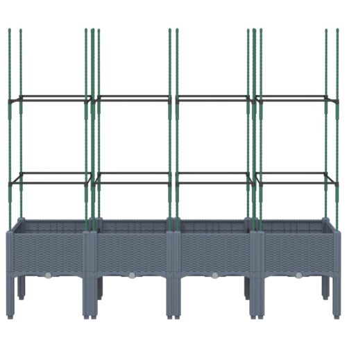Garden Planter with Trellis Grey 160x40x142.5cm PP - Image 3