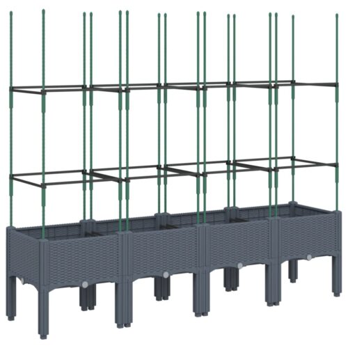 Garden Planter with Trellis Grey 160x40x142.5cm PP - Image 5