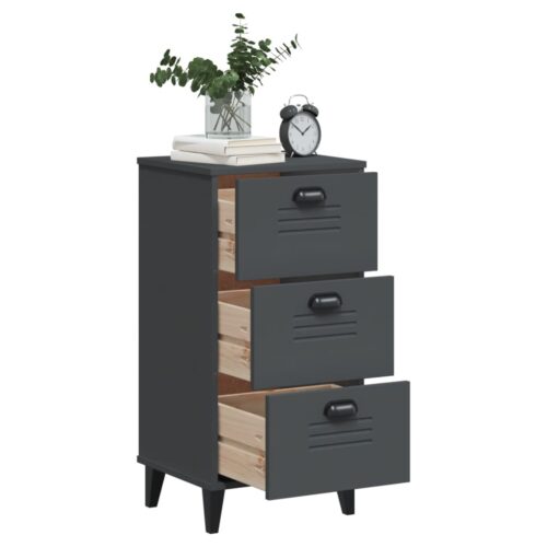 Bedside Cabinet VIKEN Anthracite Grey Engineered Wood - Image 4