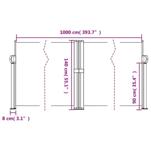 Retractable Side Awning Black 140x1000cm - Image 10