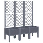 Garden Planter with Trellis Grey 120x40x142cm PP