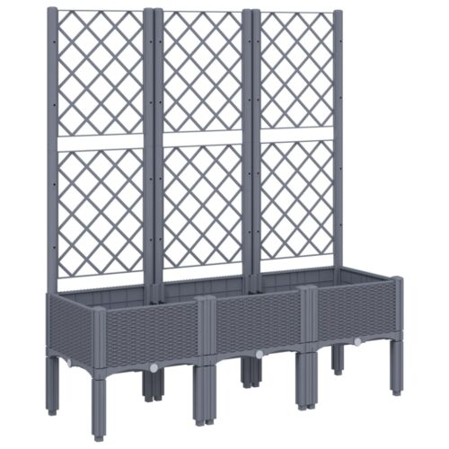 Garden Planter with Trellis Grey 120x40x142cm PP