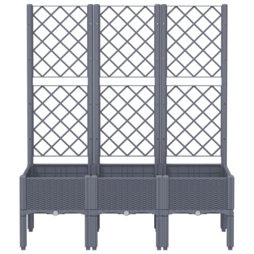 Garden Planter with Trellis Grey 120x40x142cm PP - Image 3