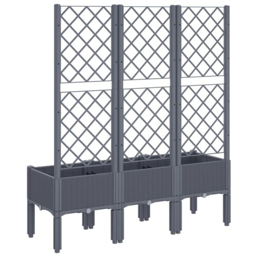 Garden Planter with Trellis Grey 120x40x142cm PP - Image 5