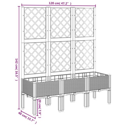 Garden Planter with Trellis Grey 120x40x142cm PP - Image 8