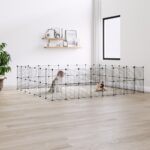 60-Panel Pet Cage with Door Black 35x35cm Steel