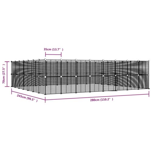 60-Panel Pet Cage with Door Black 35x35cm Steel - Image 4