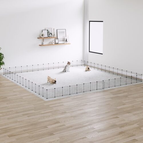 60-Panel Pet Cage with Door Black 35x35cm Steel