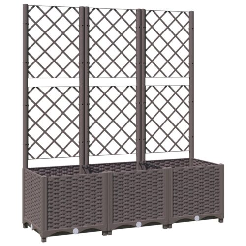 Garden Planter with Trellis Brown 120x40x136cm PP