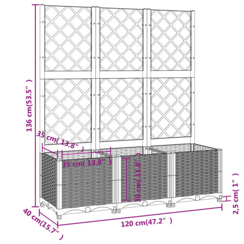Garden Planter with Trellis Brown 120x40x136cm PP - Image 8