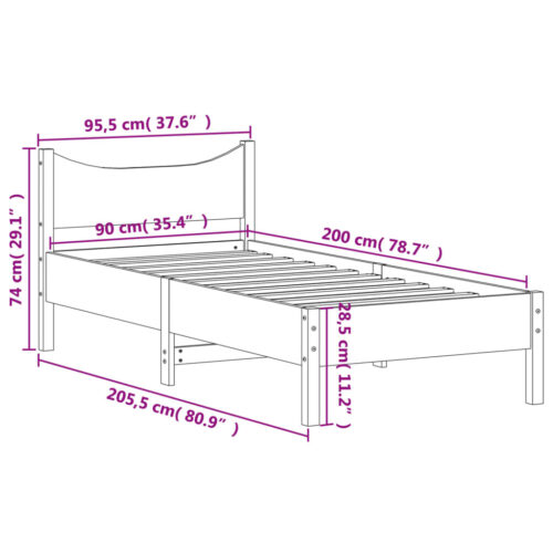 Bed Frame 92x187cm Single Solid Wood Pine - Image 9