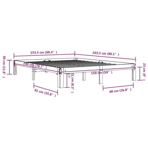 Bed Frame Solid Wood 150x200cm - Image 8