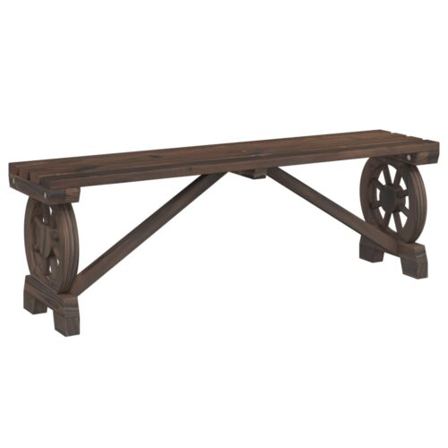 2x Wagon Wheel Garden Bench Wood Timber Outdoor Patio Dining Lounge Chair Seat - Image 3