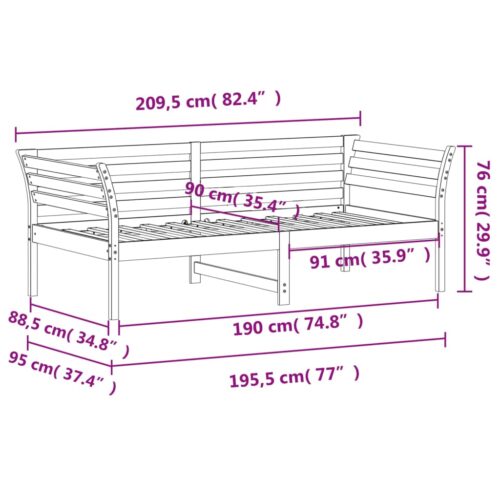 Day Bed White 90x190cm Solid Wood Pine - Image 9