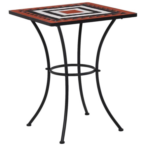 Mosaic Bistro Table Terracotta White 60cm Ceramic