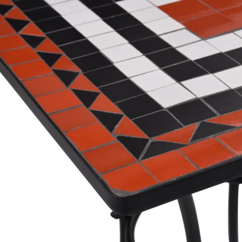 Mosaic Bistro Table Terracotta White 60cm Ceramic - Image 4