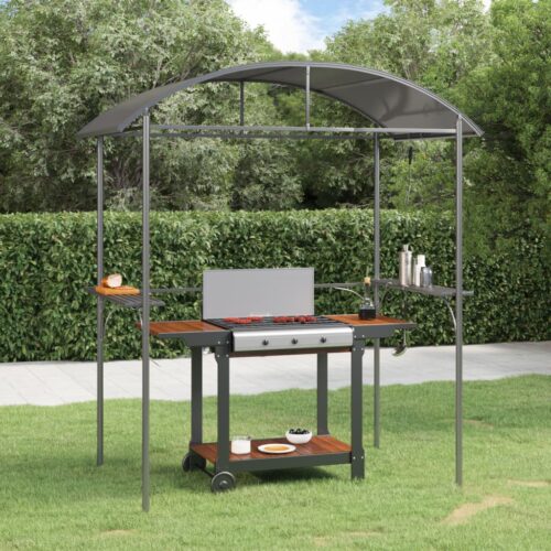 BBQ Gazebo with Side Shelves Anthracite 220x115x230cm Steel - Image 8