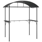 BBQ Gazebo with Side Shelves Anthracite 220x115x230cm Steel
