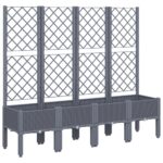 Garden Planter with Trellis Grey 160x40x142cm PP