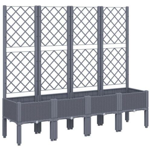 Garden Planter with Trellis Grey 160x40x142cm PP