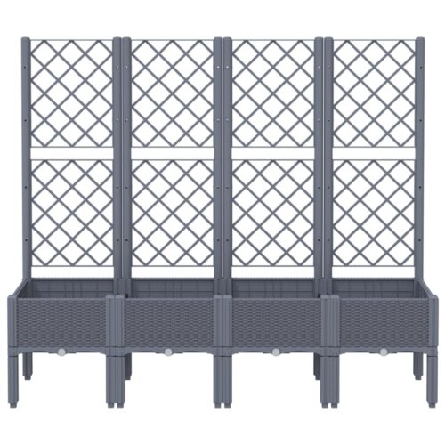 Garden Planter with Trellis Grey 160x40x142cm PP - Image 3