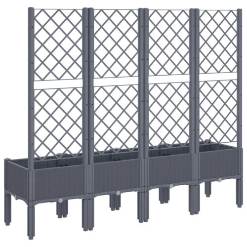 Garden Planter with Trellis Grey 160x40x142cm PP - Image 5