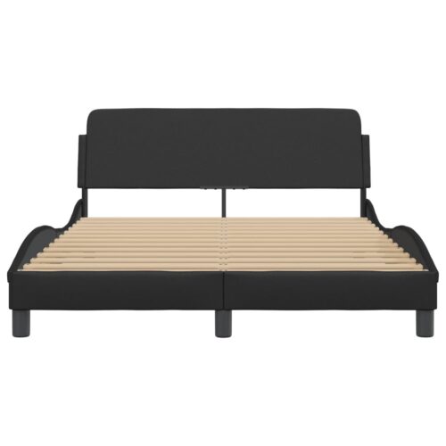 Bed Frame "Dover" Black 137x190cm Double Faux Leather - Image 4