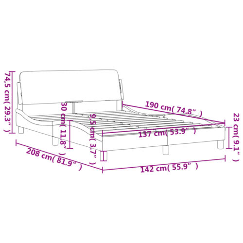Bed Frame "Dover" Black 137x190cm Double Faux Leather - Image 9