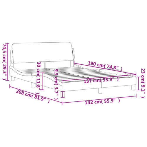 Bed Frame "Dover" Dark Grey 137x190cm Double Fabric - Image 9