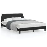 Bed Frame "Dover" Black and White 137x190cm Double Faux Leather