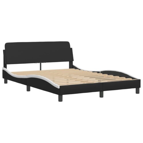 Bed Frame "Dover" Black and White 137x190cm Double Faux Leather - Image 2