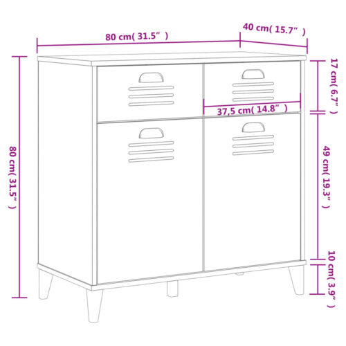 Sideboard VIKEN White 80x40x80cm Engineered Wood - Image 10
