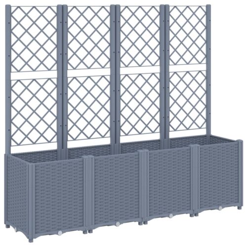 Garden Planter with Trellis Grey 160x40x140cm PP