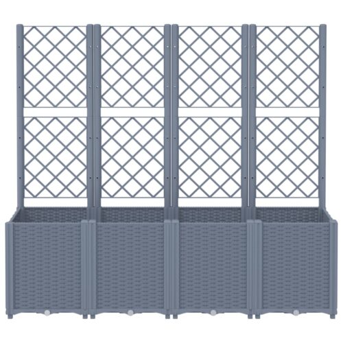 Garden Planter with Trellis Grey 160x40x140cm PP - Image 3