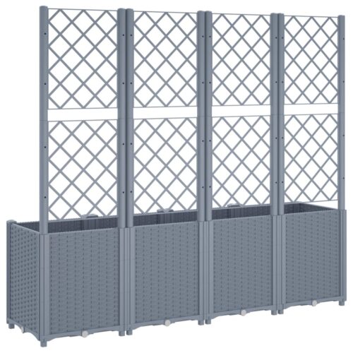 Garden Planter with Trellis Grey 160x40x140cm PP - Image 5