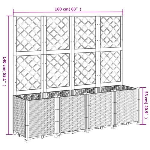 Garden Planter with Trellis Grey 160x40x140cm PP - Image 8
