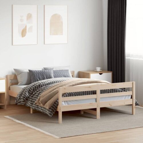 Bed Frame 137x187cm Double Solid Wood Pine - Image 3