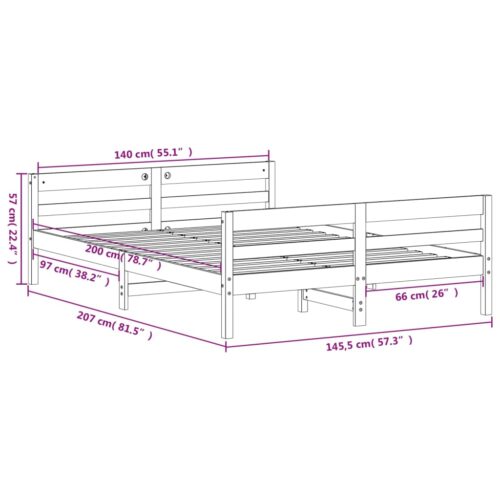Bed Frame 137x187cm Double Solid Wood Pine - Image 9