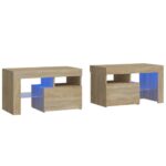 Bedside Cabinets 2pcs with LED Sonoma Oak 70x36.5x40cm
