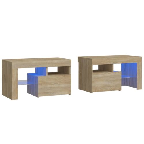 Bedside Cabinets 2pcs with LED Sonoma Oak 70x36.5x40cm
