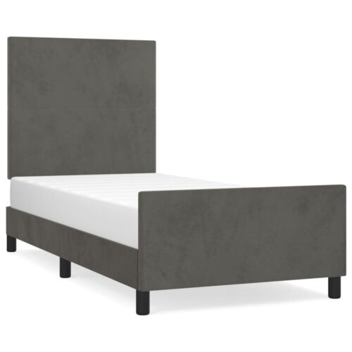 Bed Frame Dark Grey 107x203cm King Single Size Velvet - Image 2