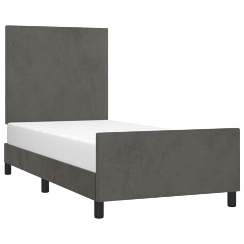 Bed Frame Dark Grey 107x203cm King Single Size Velvet - Image 3