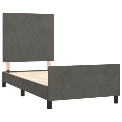 Bed Frame Dark Grey 107x203cm King Single Size Velvet - Image 4